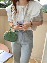 Elegantes Blusenhemd mit eckigem Kragen und kurzen Ärmeln